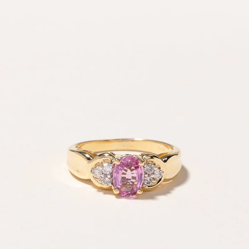 18k Yellow Gold Pink Sapphire & Diamond Ring | 0.84ct, 0.15ctw | SZ 5.75