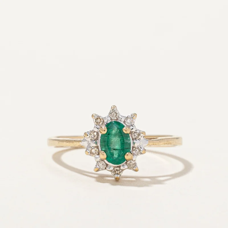 Emerald & Diamond Halo Ring | 0.40ct, 0.10ctw | SZ 7 |