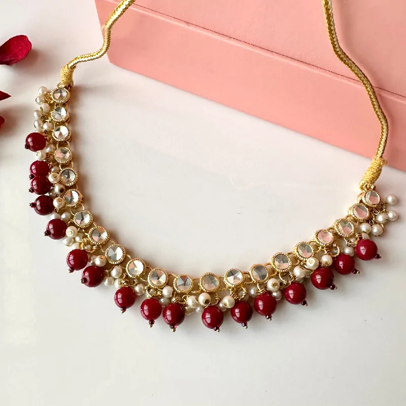 Jeena Necklace (Maroon)