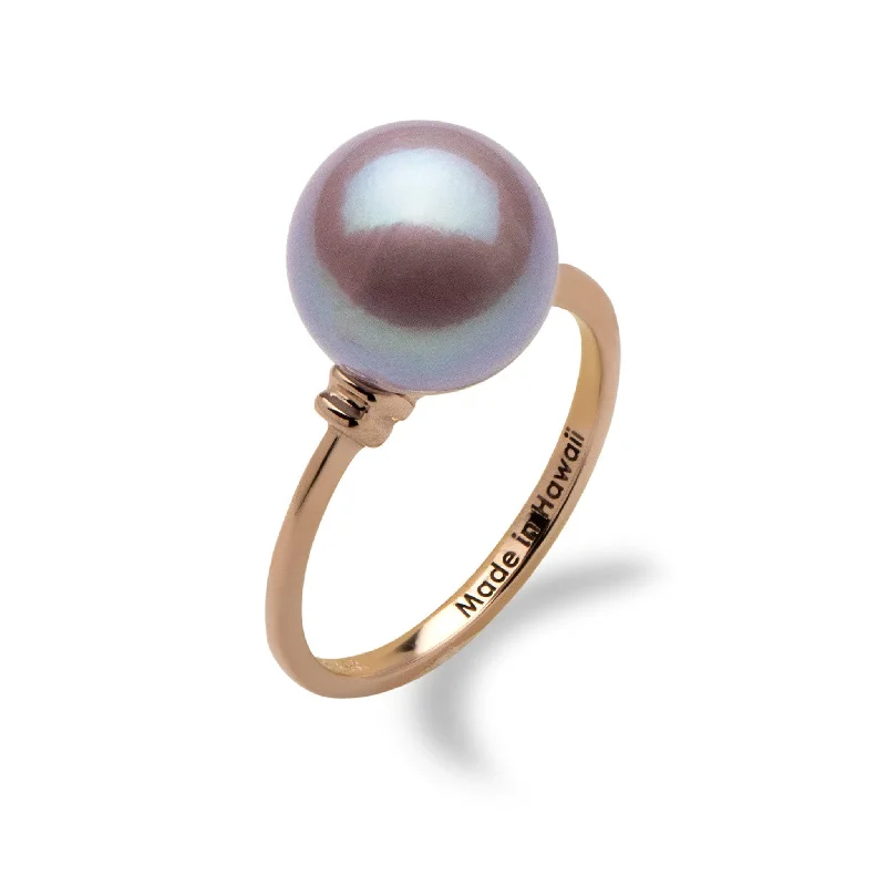 Lilac Freshwater Pearl Ring in Rose Gold - 10-11mm