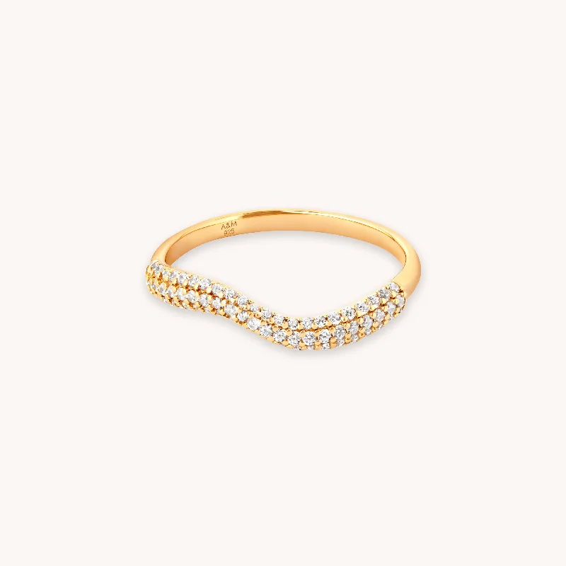 Wave Crystal Ring in Gold