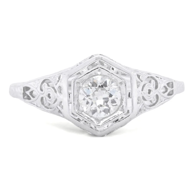 Buy More, Save More – Special Jewelry Discounts Antique Art Deco 18k White Gold Solitaire Old Mine Diamond Ring 0.40ct sz 8.5 Buy More, Save More – Special Jewelry Discounts Antique Art Deco 18k White Gold Solitaire Old Mine Diamond Ring 0.40ct sz 8.5