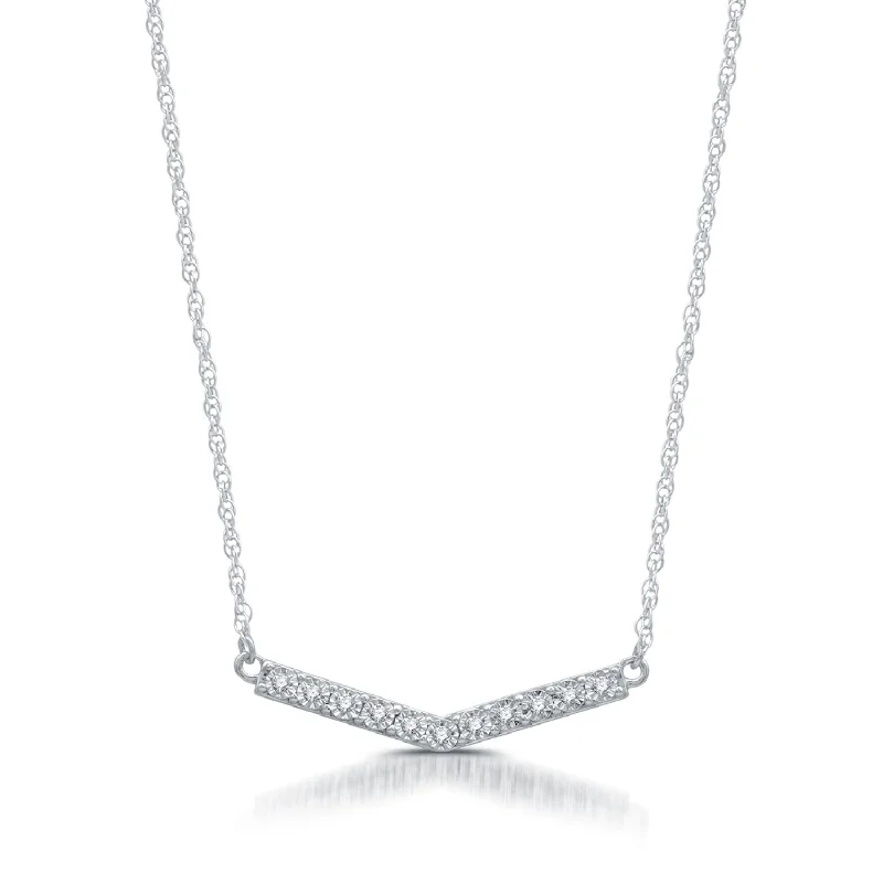 1/10 CTW Diamond 17-inch Fashion Necklace in Rhodium Plated Sterling Silver