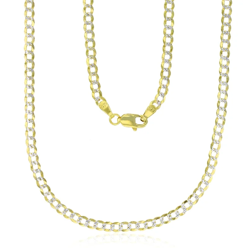 14KT Yellow Gold With Rhodium Plating 18-inch 3MM Cuban Link Chain