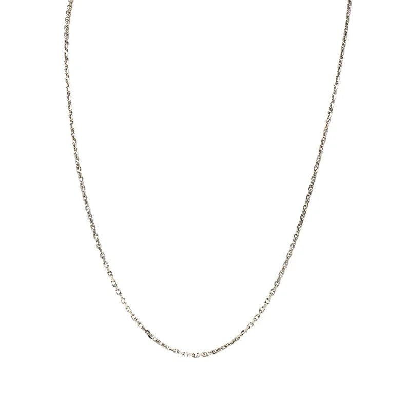 1990's 18 Karat White Gold Vintage Faceted Link Chain Necklace