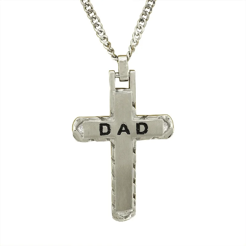 Stainless Steel Dad Cross Necklace