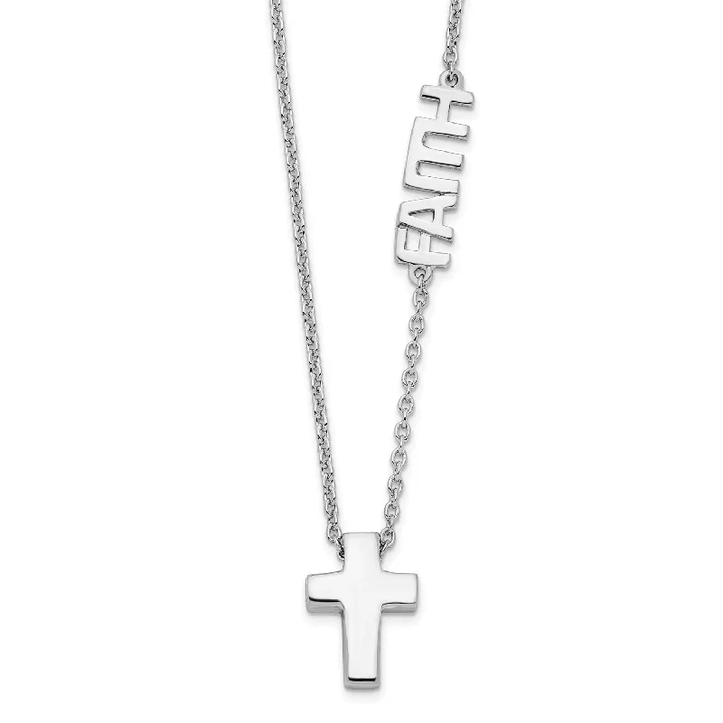 Sterling Silver 18-inch Cross Faith Necklace