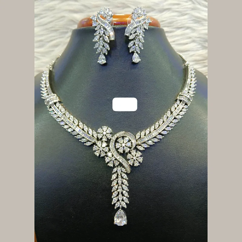 Trending Jewelry Now At Unbeatable Prices Jain Jewellers Silver Plated AD Necklace Set
