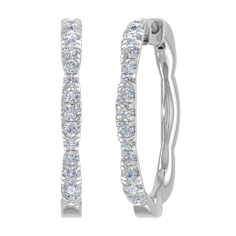 1/2 Carat Diamond Hoop Earrings in Gold - IGI Certified