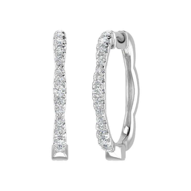 1/4 Carat Diamond Hoop Earrings in Gold - IGI Certified