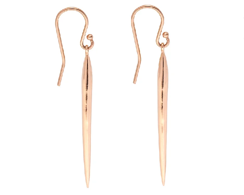 14K Gold Tapered Skinny Drop Earrings