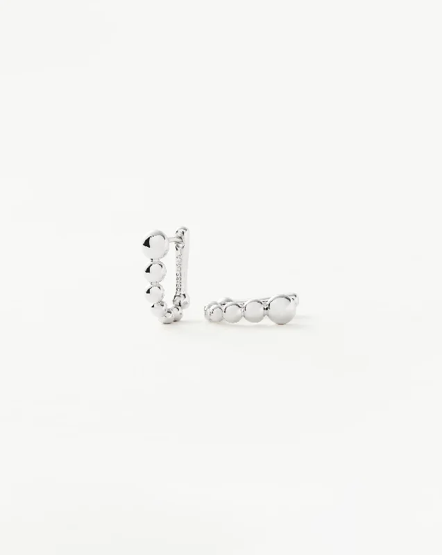 Beaded Ovate Huggies  | Sterling Silver