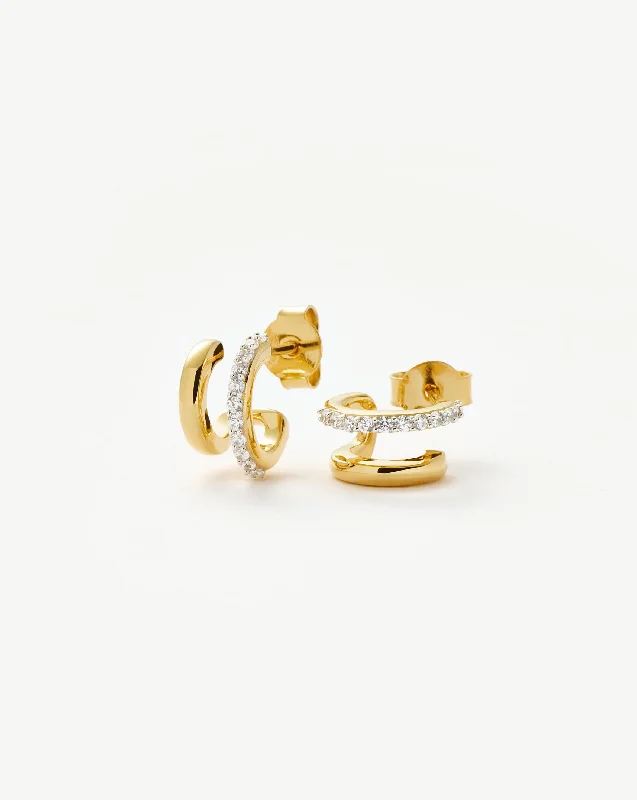 Classic Double Huggies | 18ct Gold Vermeil/Cubic Zirconia