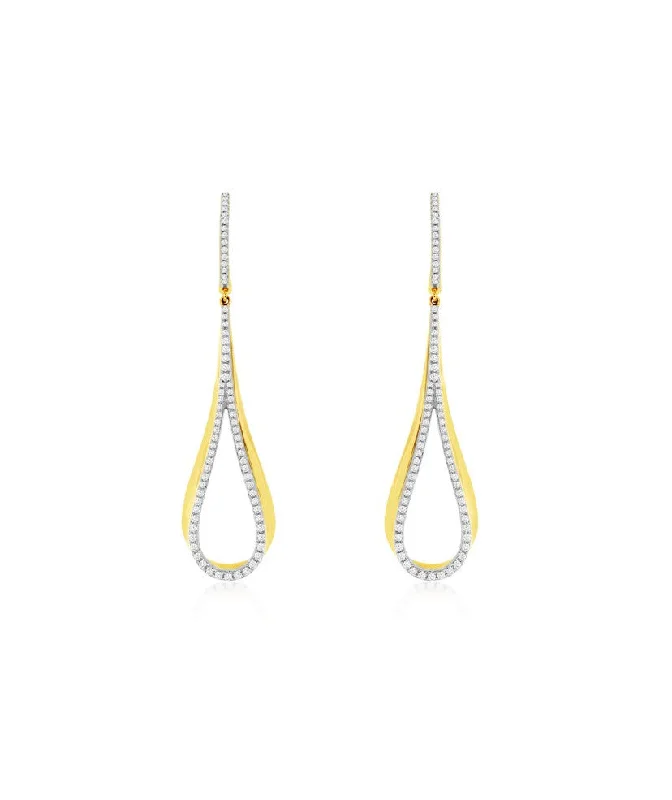 Diamond Accented Open Teardrop Dangle Earrings