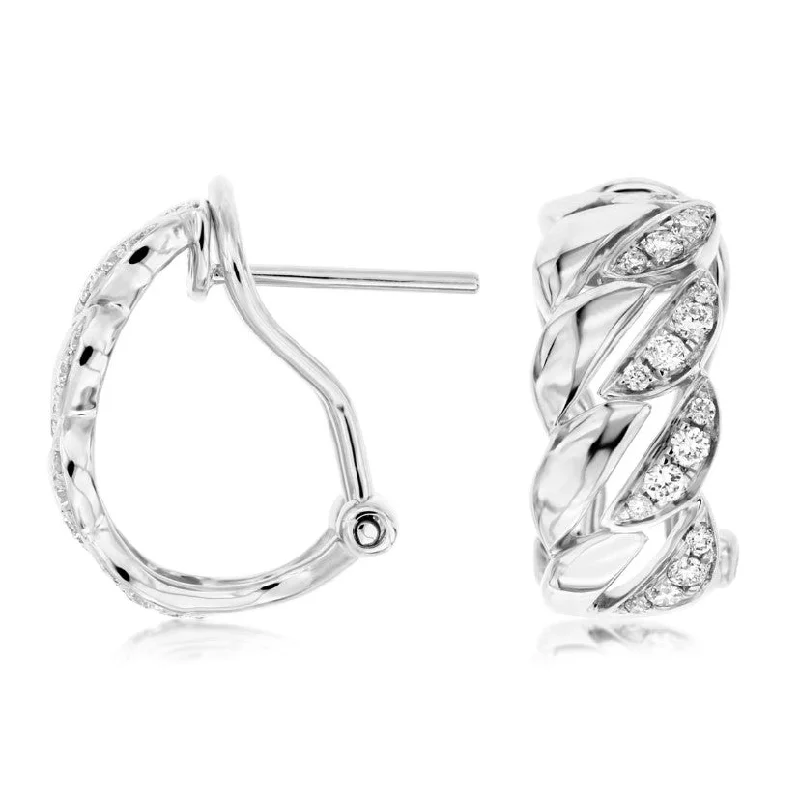 Diamond Accented Tapered Design Omega Back Earrings