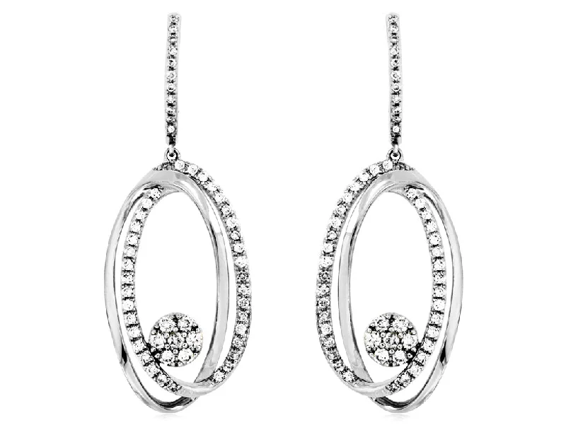 Interlocking Open Oval Diamond Dangle Earrings