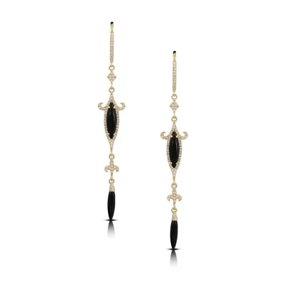 Black Onyx and Diamond Earrings