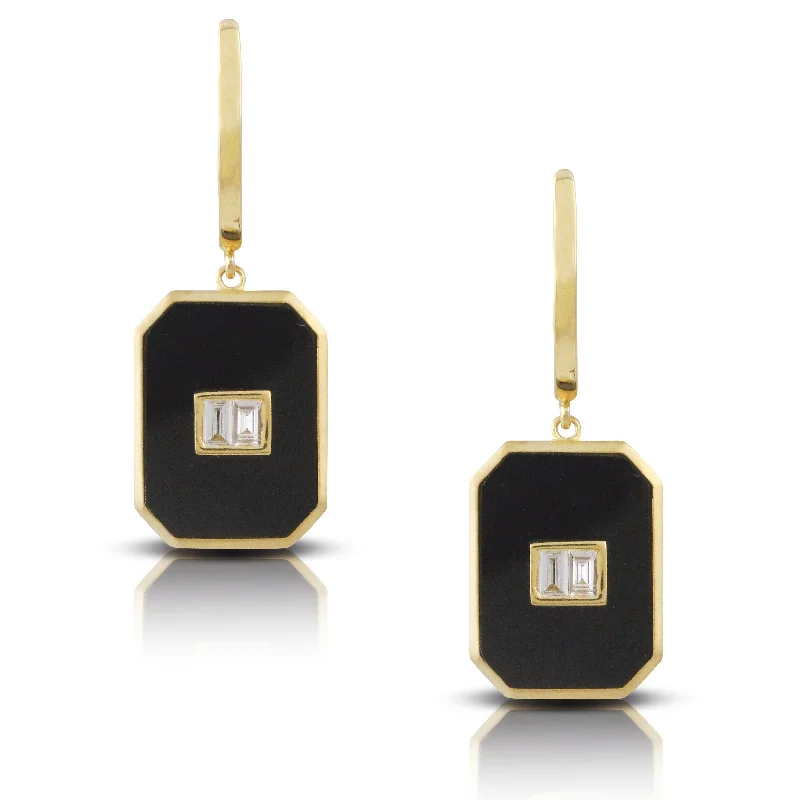 Black Onyx and Diamond Earrings