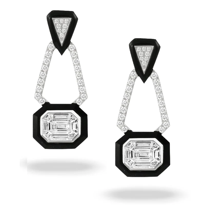 Black Onyx and Diamond Earrings