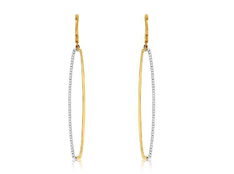 Elongated Diamond Accented Dangle Earrings