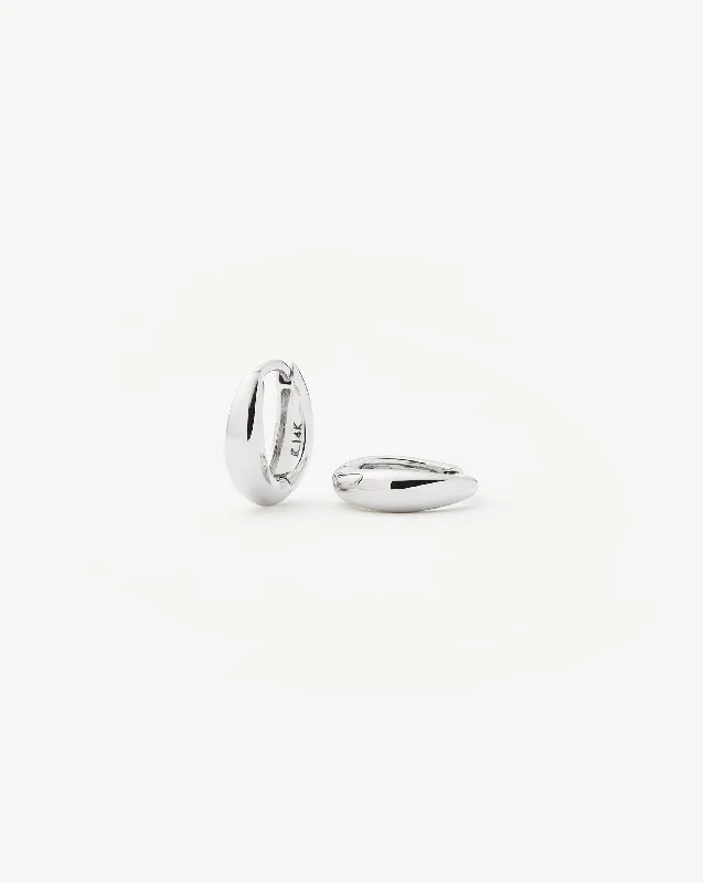 Fine Dome Huggies | 14ct Solid White Gold