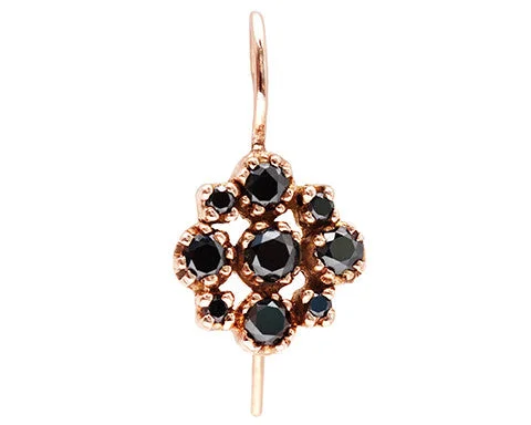 Marie Black Diamond & Rose Gold Cluster Earrings