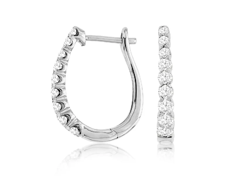 Oval Shaped Diamond Hoop Earrings