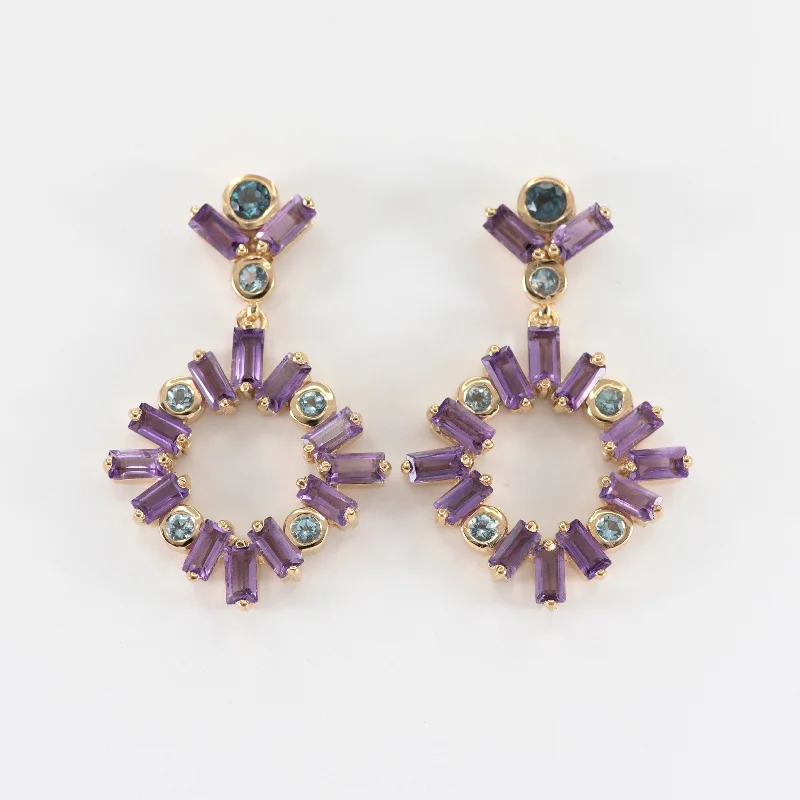 Pauline Amethyst and Blue Topaz Earrings