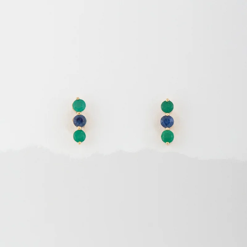 Pippa Blue Sapphire and Green Agate Earrings