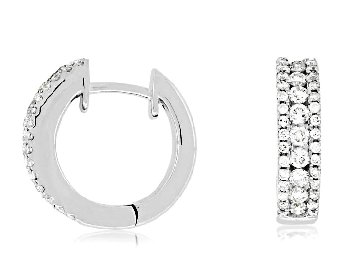 Three Row Diamond Huggie Earrings