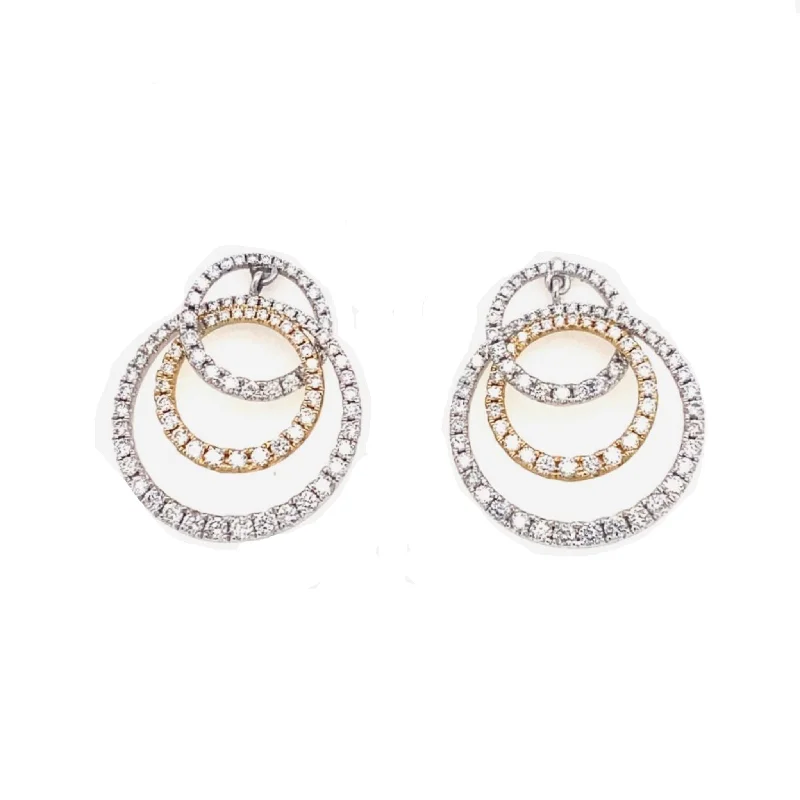 Triple Diamond Circle Design Earrings