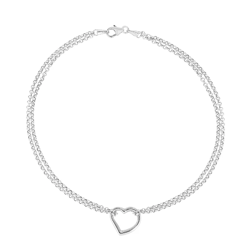 14K Gold Open Heart Anklet