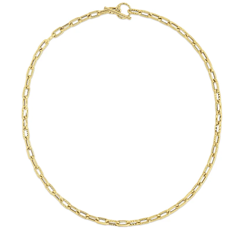 14K Gold Paperclip Toggle Link Bracelet