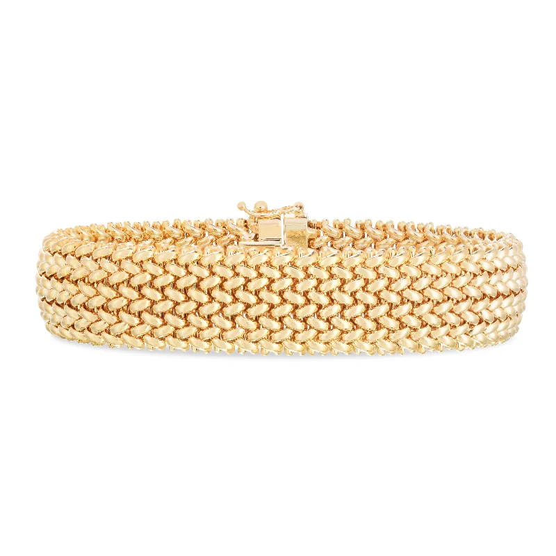 14K Large Mesh Rice Bracelet