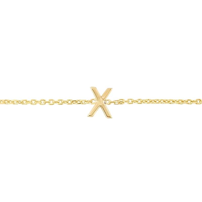 14K Mini Initial X Bracelet