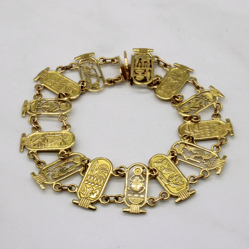 20k Yellow Gold Egyptian Hieroglyphic Bracelet | 7.5" |