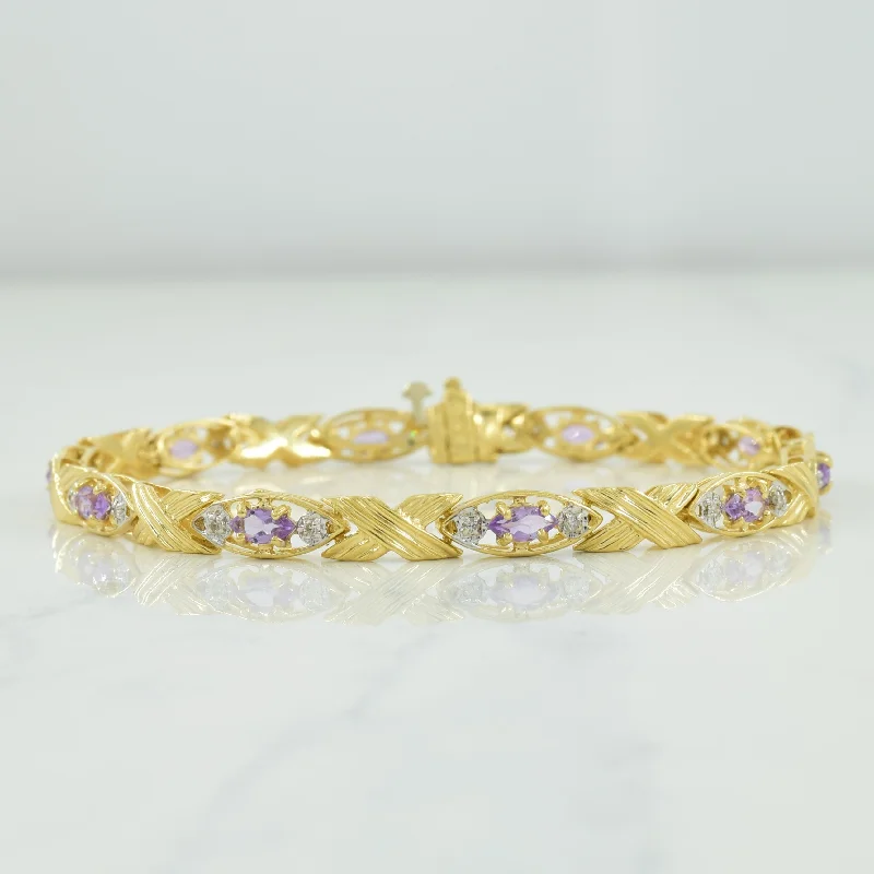 Amethyst & Diamond Bracelet | 1.00ctw, 0.10ctw | 6.75" |