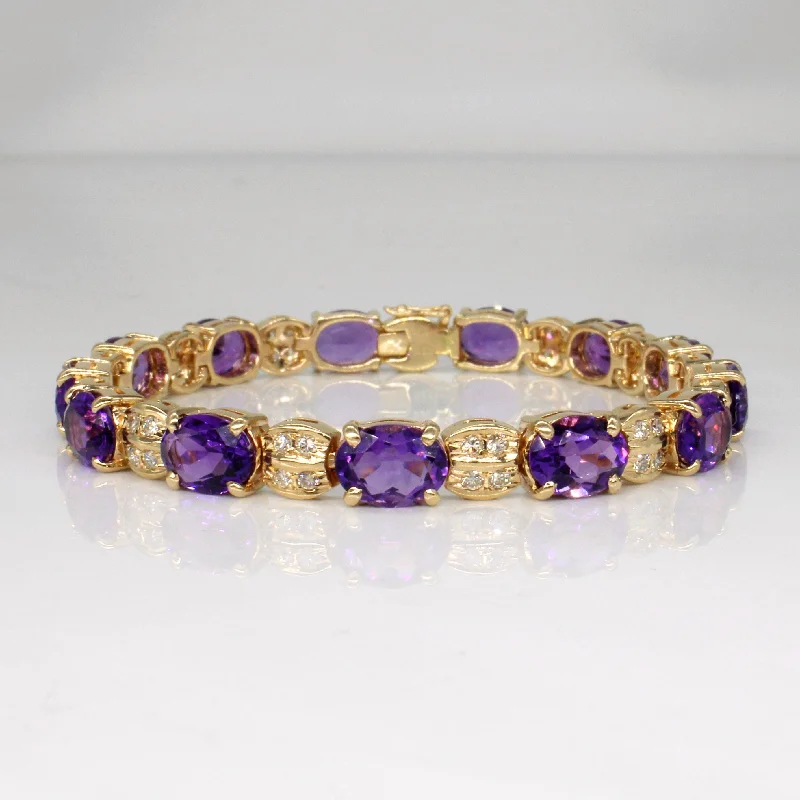 Amethyst & Diamond Bracelet | 13.00ctw, 1.04ctw | 7" |