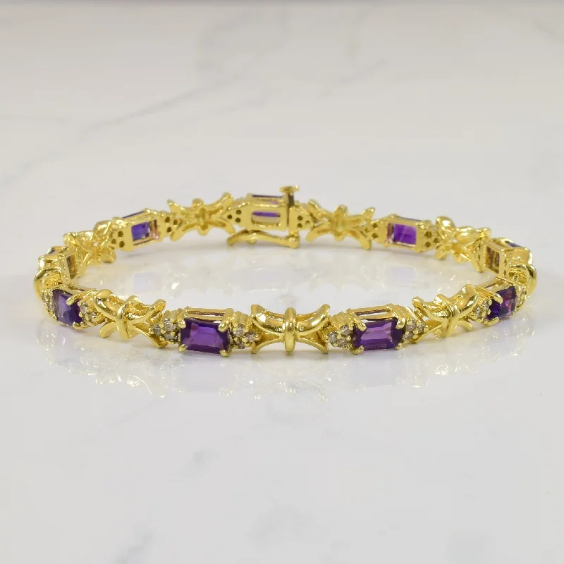 Amethyst & Diamond Bracelet | 4.50ctw, 0.75ctw | 7.5" |