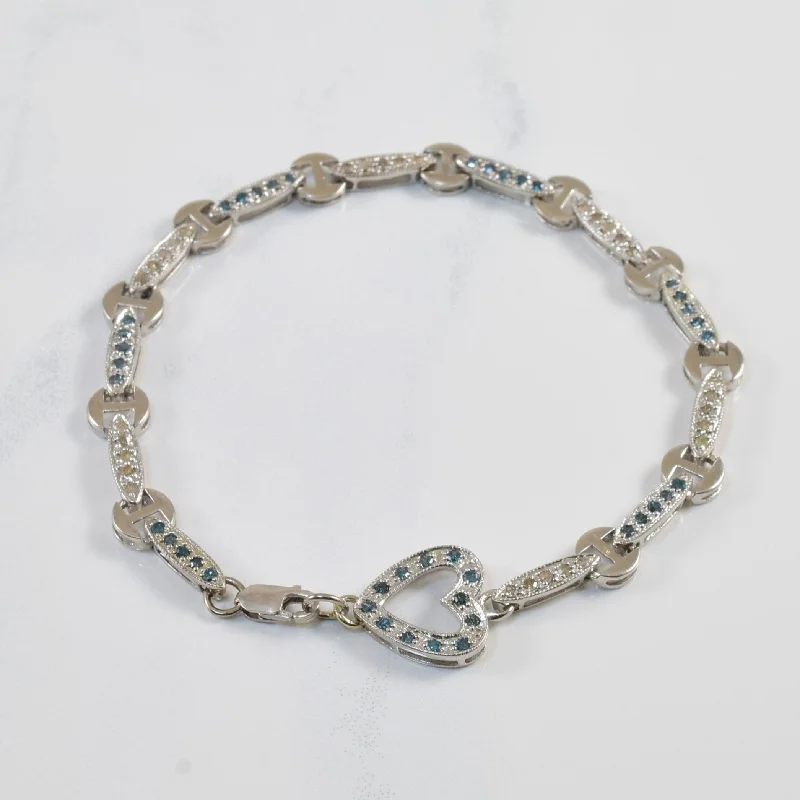 Blue Diamond Heart Bracelet | 0.43ctw, 0.30ctw | 7.5" |