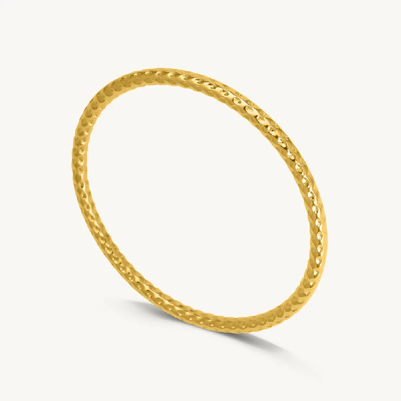 Gold Plated Circle Hammered Buddhist Bracelet