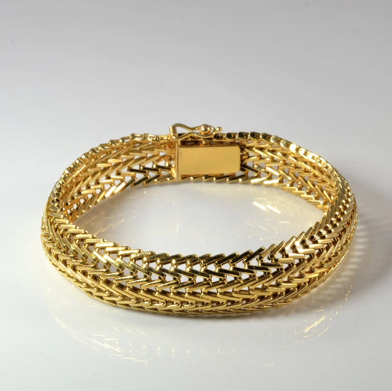 18k Yellow Gold Woven Chain Bracelet | 7" |