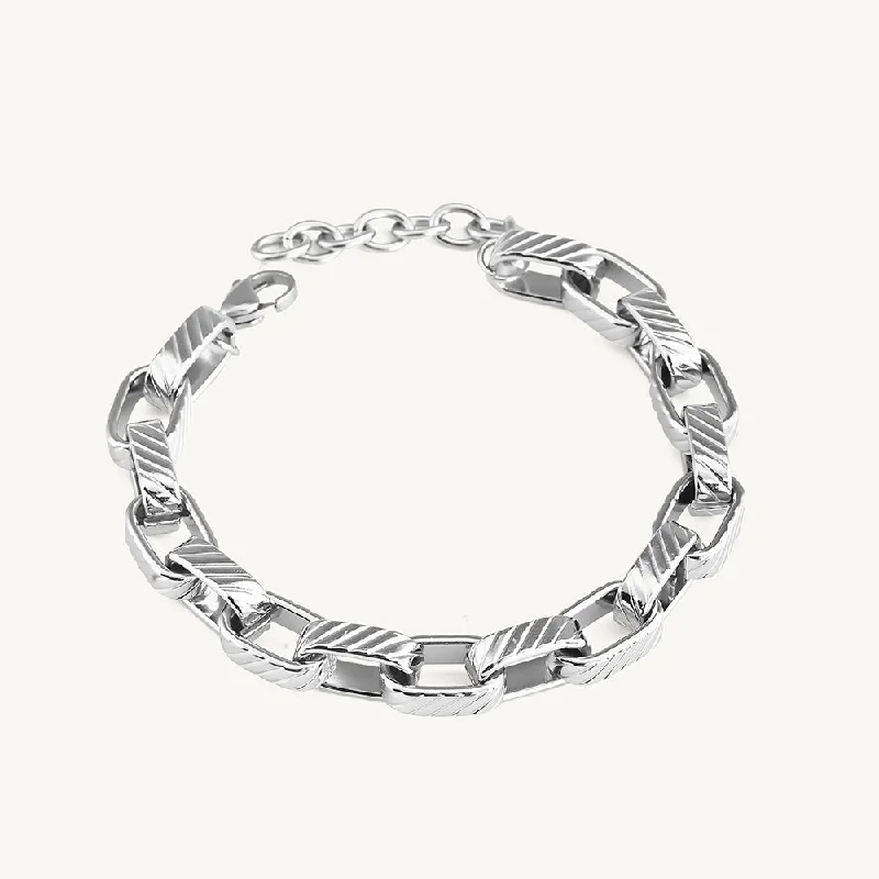 Rectangular Link Silver Bracelet