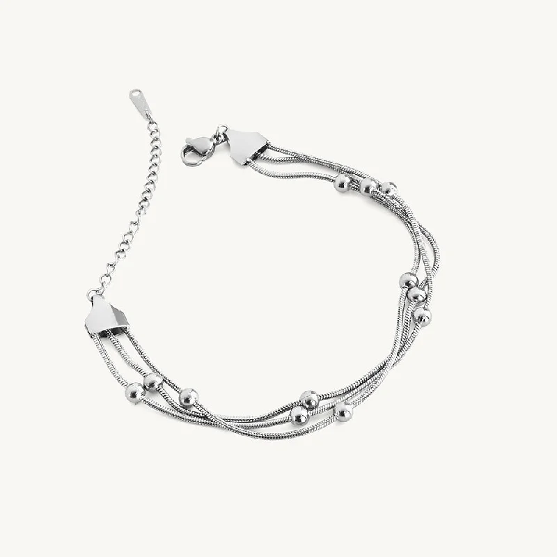 Sleek Silver Bead Bracelet