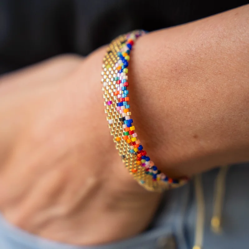 SPRINKLES - Rainbow Miyuki Seed Bead Adjustable Accent Bracelet