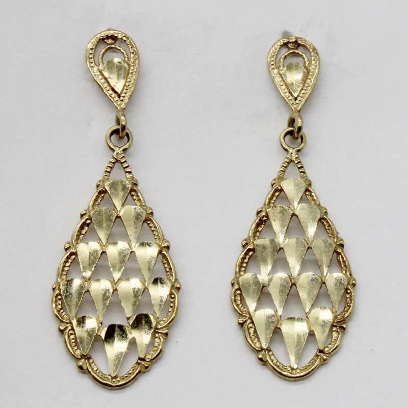 Luxury Jewelry Sale – Elegant Styles At Unbeatable Prices Yellow Gold Lattice Drop Earrings |