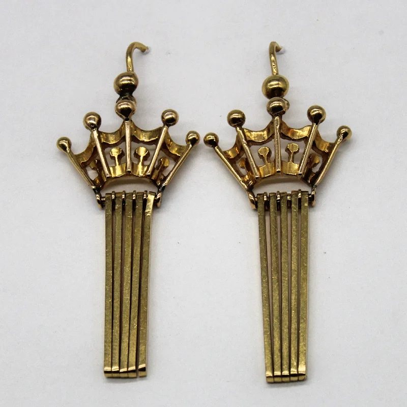 Luxury Jewelry Sale – Sparkle For Less 20k Yellow Gold Crown Drop Earrings |