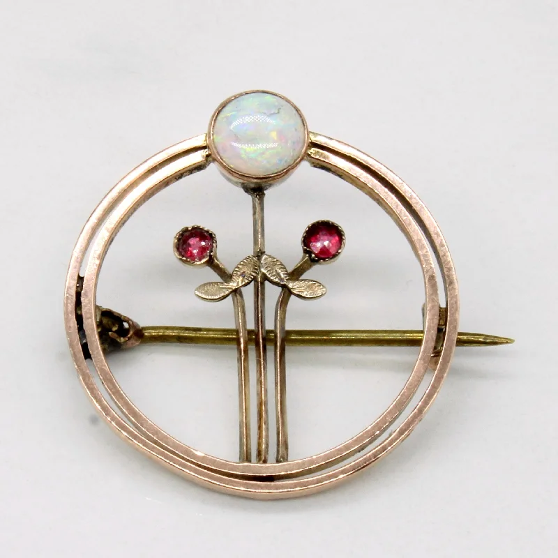 Stunning Jewelry At A Fraction Of The Price Art Nouveau Opal and Ruby Brooch | 0.6ct, 0.04ct |