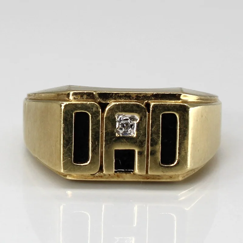 Personalized Jewelry Sale – Unique Gifts At Low Prices Diamond and Onyx 'Dad' 10k Ring | 0.01ctw, 1ctw | SZ 9.75 |