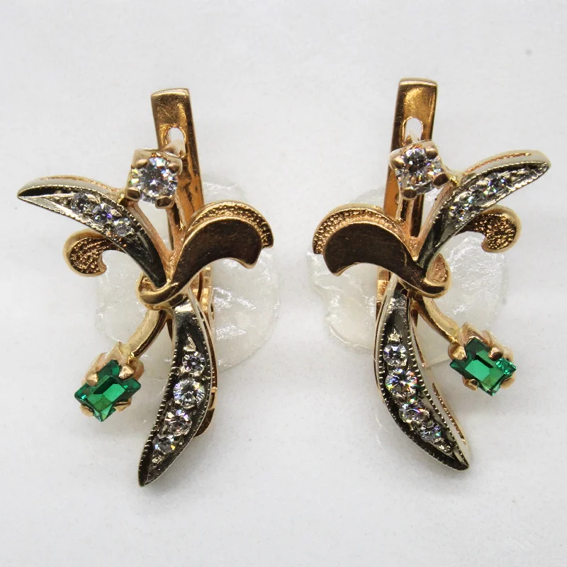 Huge Savings On Timeless Jewelry Collections 1930s Diamond & Synthetic Emerald Earrings | 0.20ctw, 0.20ctw |